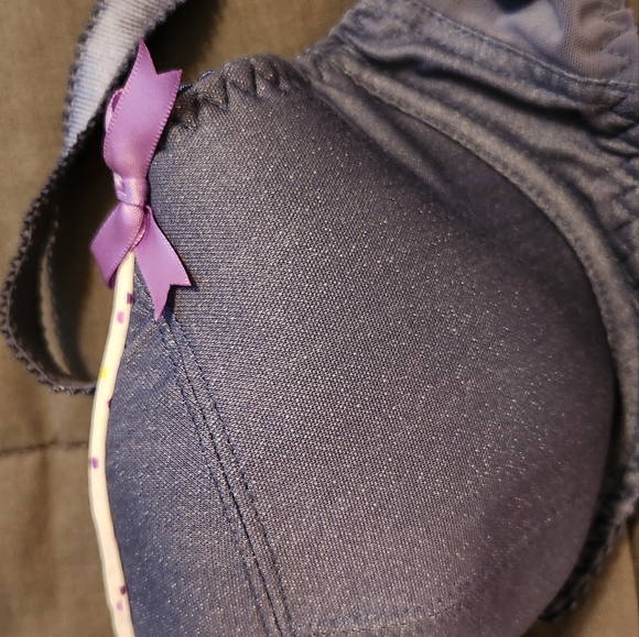 Curvy Kate Bra 38D US, triple hook, mesh back strap, pre-owned, Purple bows - Picture 4 of 13